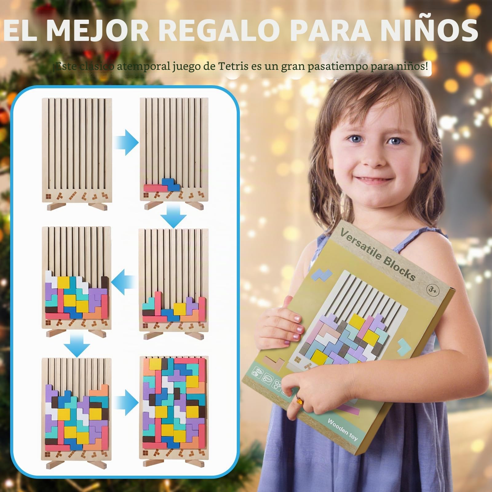 Juguetes Montessori NiñOS 3 4 5 6 AñOs, Rompecabezas 3D De Madera para NiñOs Juego De Pensamiento Educativo Tetris Rompecabezas De Madera con Bloques De ConstruccióN Educativo Regalopara NiñOs