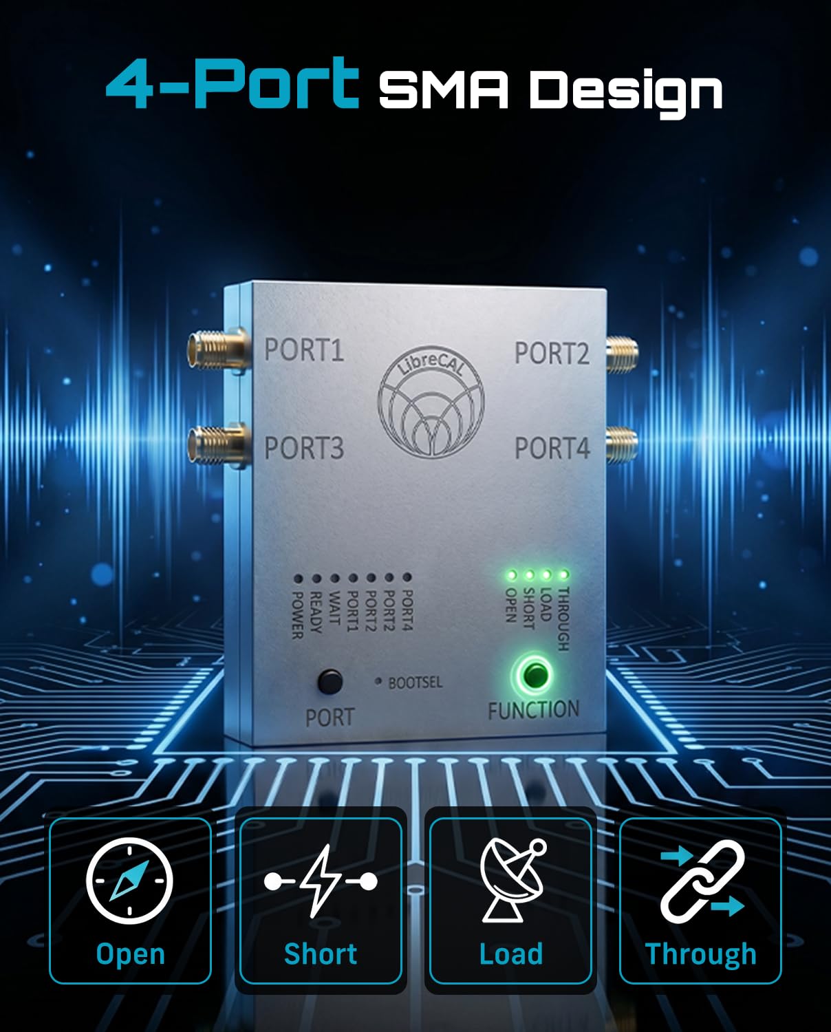 SEESII LibreCAL - Kit de calibración electrónica de 4 puertos: 9 kHz-6 GHz, kit de calibración VNA con bolsa de almacenamiento para analizador de red vectorial LibreVNA Medición RF