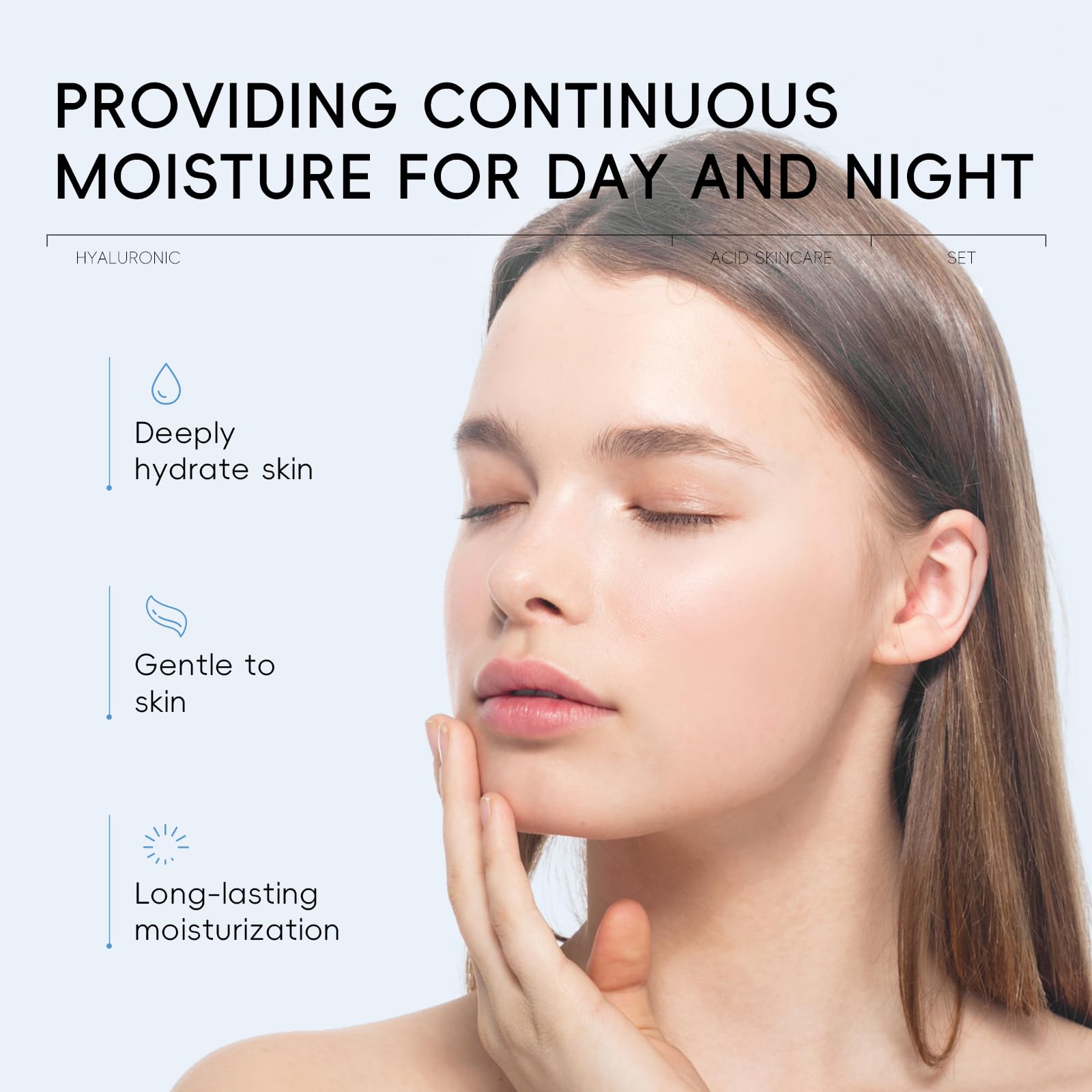 QUIYUM Set Acido Ialuronico 5 Pezzi Kit Skincare Completo per la Cura della Pelle Viso, Set Regalo per Donna, Idratazione Intensiva, Adatto a Tutti i Tipi di Pelle