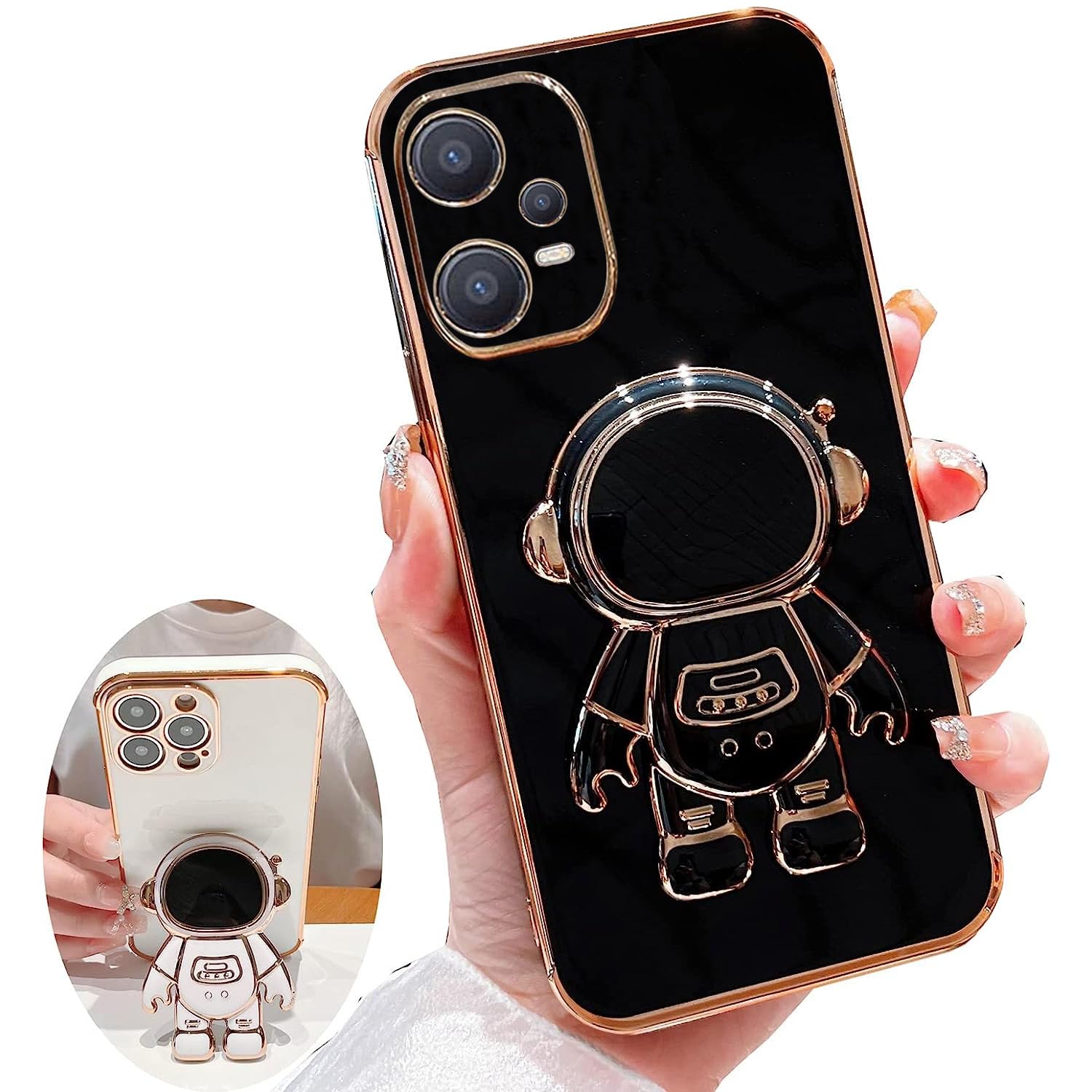 KC Back Cover for Mi Redmi Note 12 Pro Plus 5G, Hidden Astronaut Folding Bracket Kickstand Electroplated Soft Silicone Camera Protection Case - (Black) (B0CBPV77C8) Amazon Price History, Amazon Price Tracker