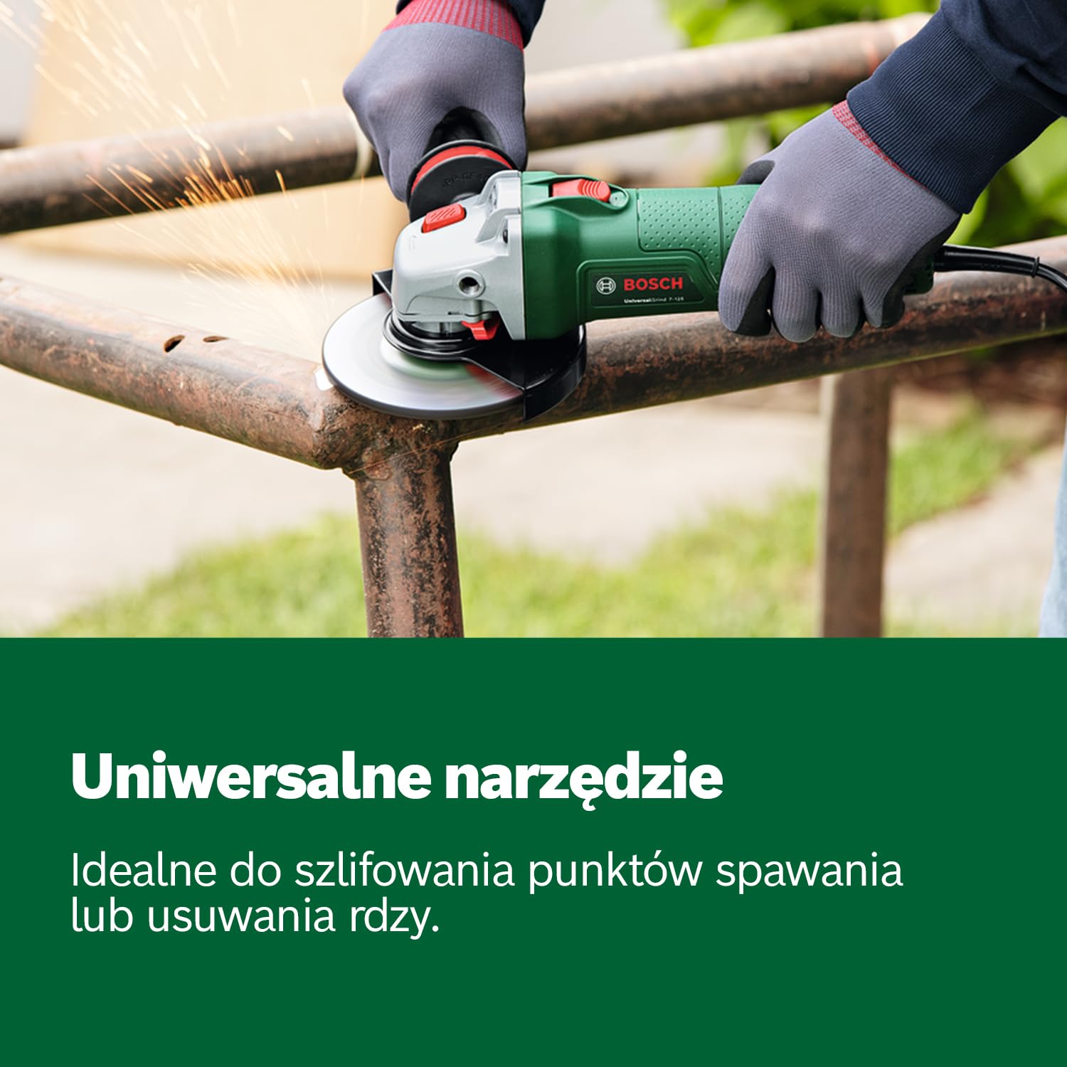 Bosch Sieciowa szlifierka kątowa UniversalGrind 850-125 (do cięcia i szlifowania różnego rodzaju materiałów, 850 W, średnica 125 mm)