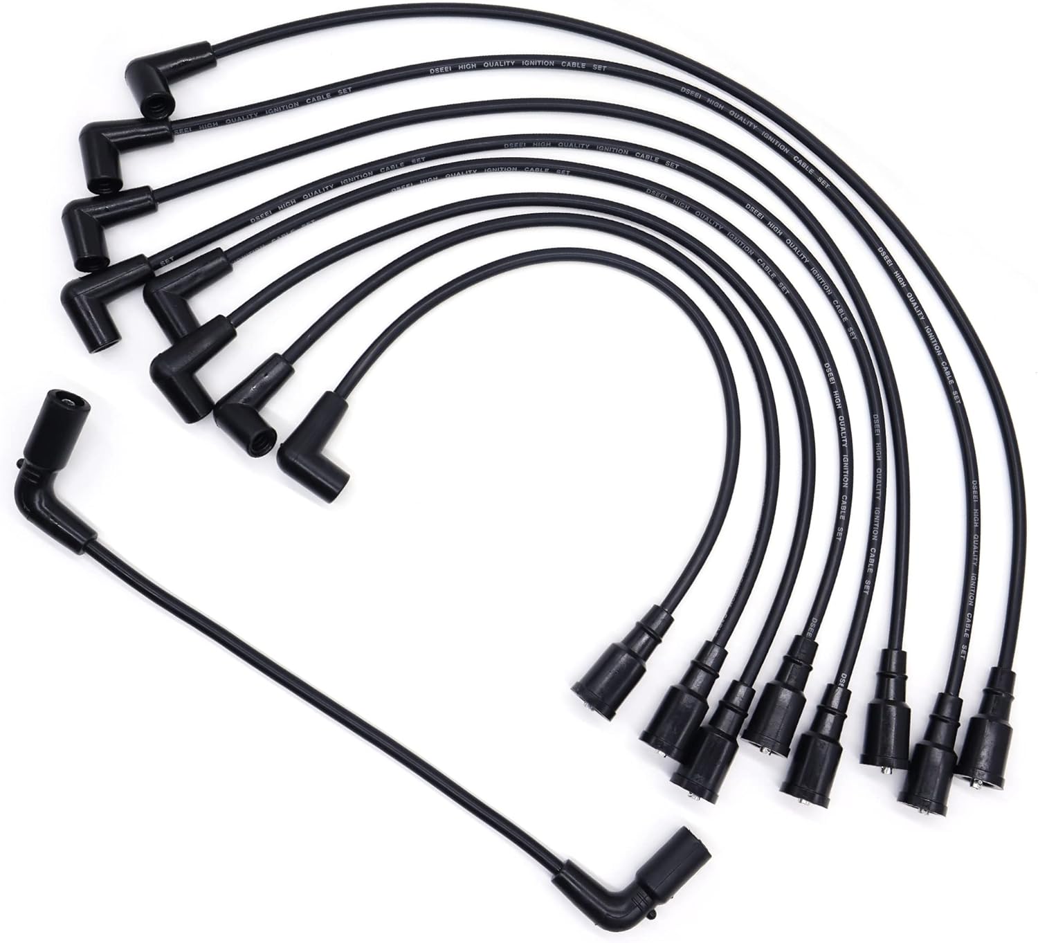 HiSport Spark Plug Wire Set 9718Q 9PCS - Compatible with Chevy GMC C1500 K1500 Silverado Sierra Yukon Tahoe Express Suburban Savana C2500 K3500 Pickup 5.7L 5.0L V8 HI Temp, Replace 88862381 9388D