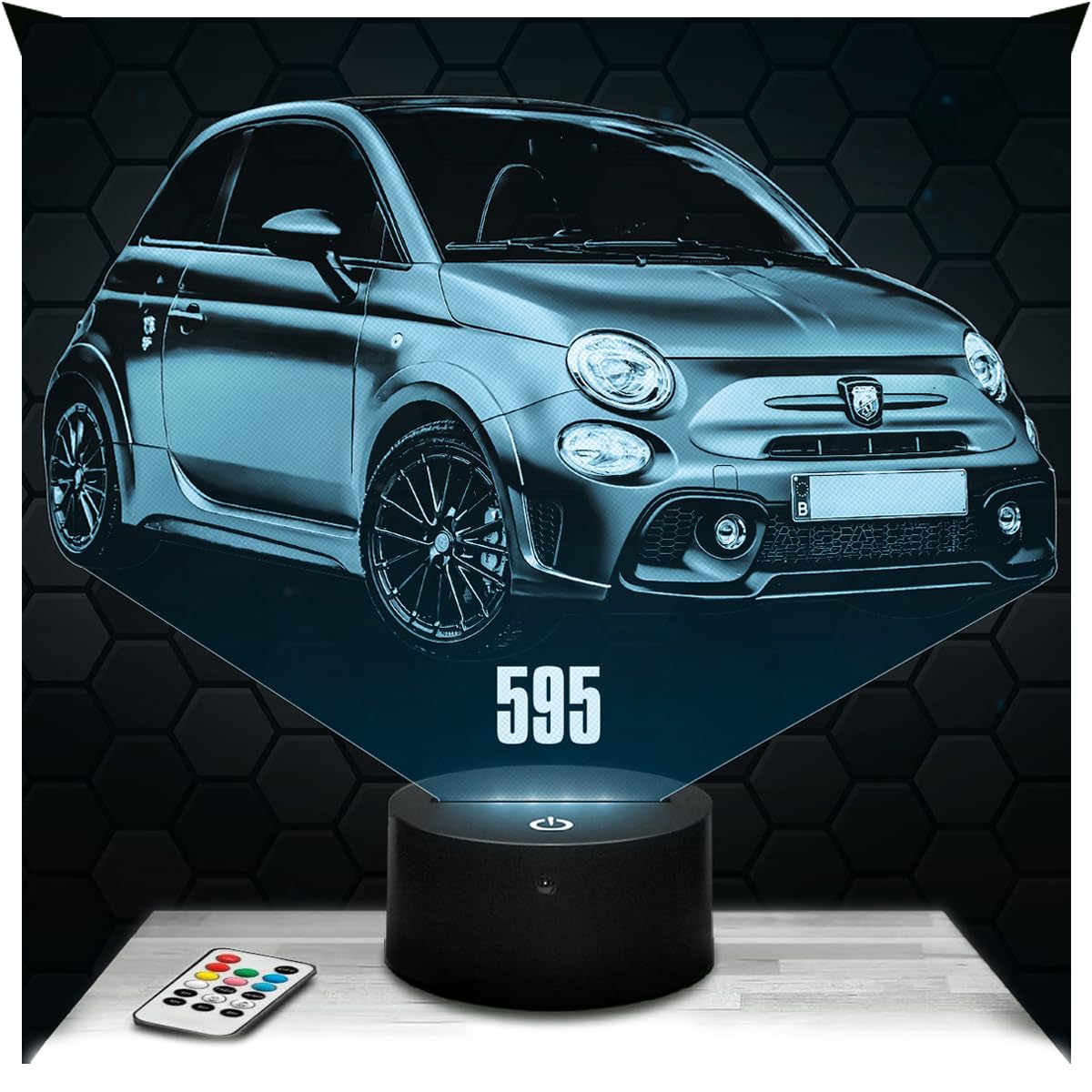 Lampephoto.fr - Car 595 3D Lamp, Night Light 3D LED Illusion Lamp, Miniature Decoration Collection, Gift idea for Car Fan, Night Light for Children's Bedroom, Gift idea for Boys, Original Gift