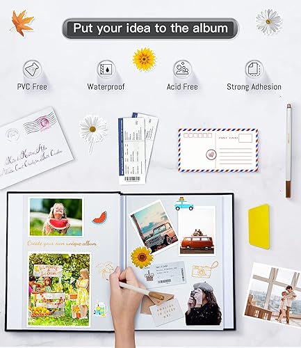 Miniatura 39 de popotop Álbum de fotos autoadhesivo con ventana de visualización de imágenes, 60 páginas, kit de suministros para álbumes de recortes para fotos
