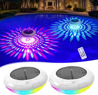 Floating Pool Lights with Remote, 6.5 Inch RGB Solar Pool Lights, 2 Pack