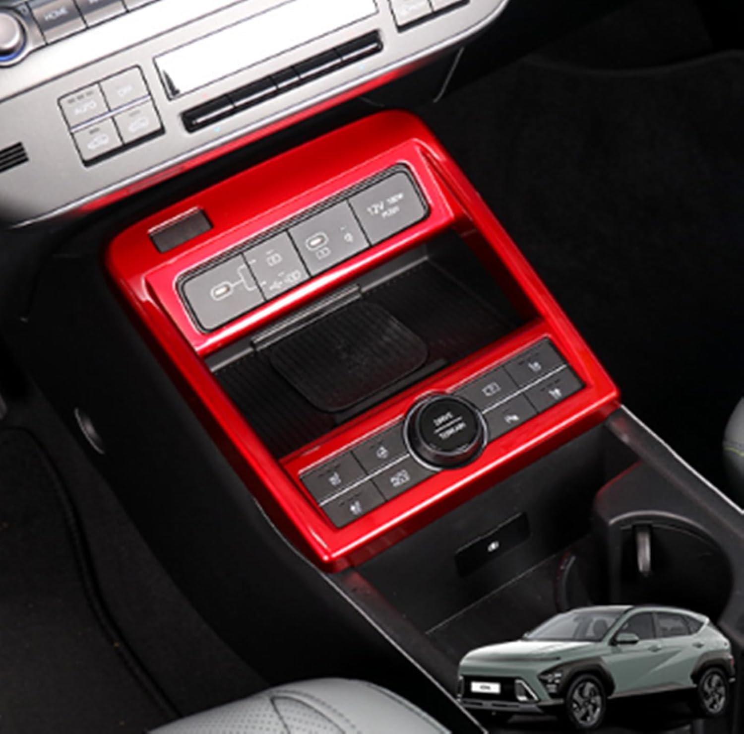 Cnaurda Matte Wood Grain Style ABS Car Central Control Gear Panel Cover Center Console Gear Shift Panel Protective Cover Trim Compatible with Hyundai Kona 2024 SX2 Accessories