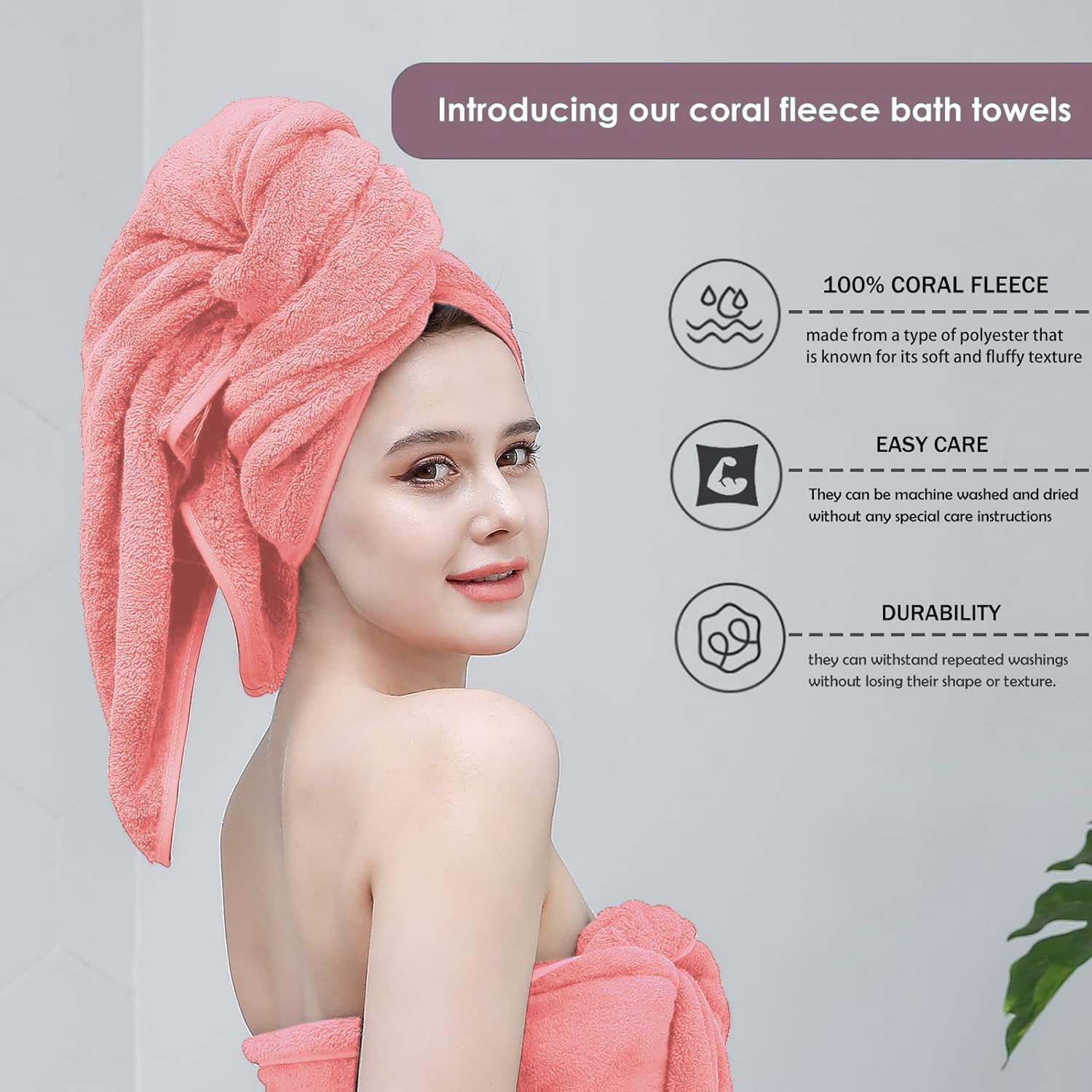 Peach Microfiber Bath Towel - Ultra Soft & Absorbent -3