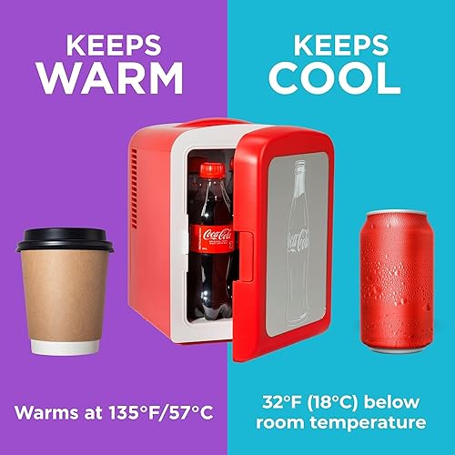 Miniatura 5 de Coca-Cola - Mini refrigerador de 4 litros6 latas con luz LED multicolor - Termoeléctrico portátil de 12 V CC110 V CA silenciosocalentador para