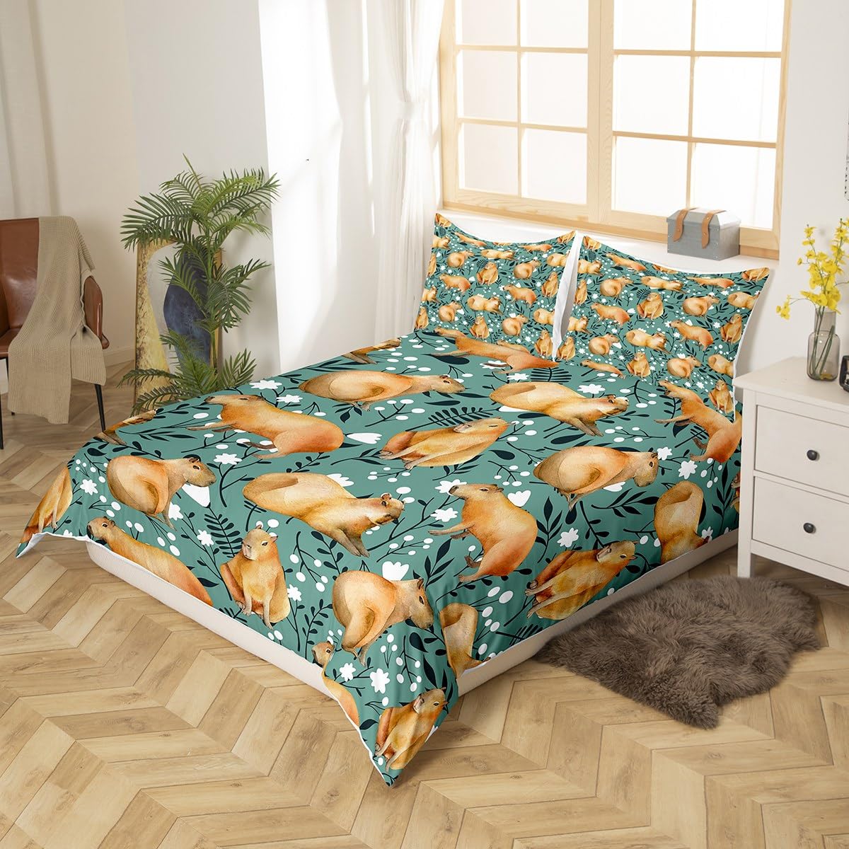 Homewish Capybara Floral Single Bedding Set - Image 3