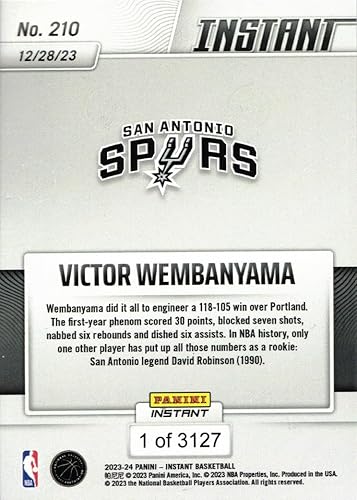 Miniatura 2 de 2023-24 Panini Instant Basketball #210 Victor Wembanyama Rookie Card Spurs - Only 3,127 made