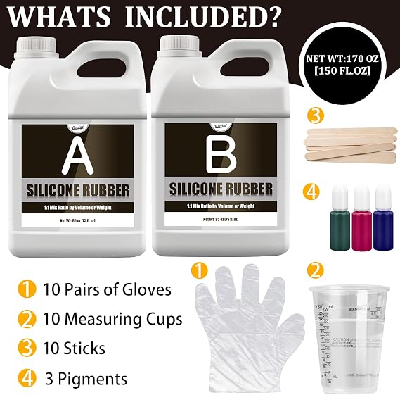 Silicone Mould Making Kit, 4.4L Liquid 15A Silicone Rubber for Casting