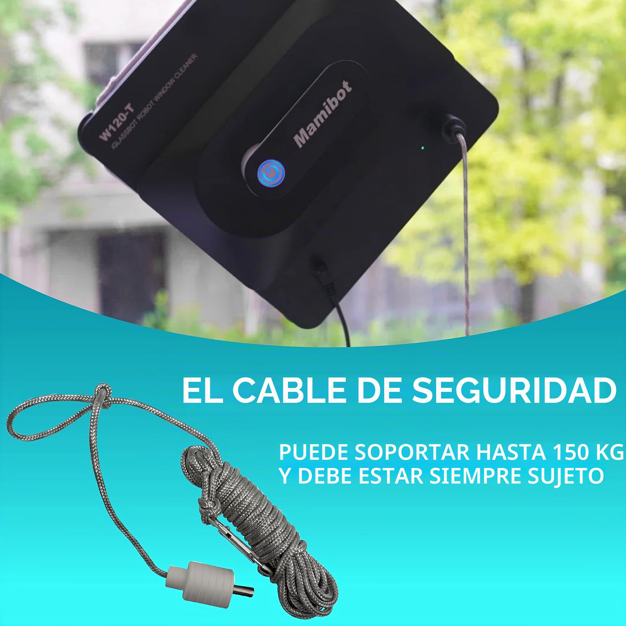 Mamibot W120-T, Robot de Limpieza Automático para Ventanas Con Mando a Distancia y Control de Aplicaciones (Negro)