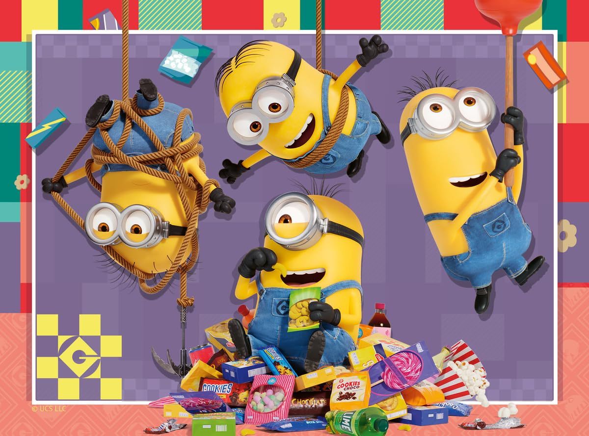Ravensburger - Puzzle Cattivissimo Me 4, Collezione 4 in a Box, Idea Regalo per Bambini 3+ Anni, Gioco Educativo e Stimolante, 4 Puzzle 12-16-20-24 Pezzi, 19x14 cm