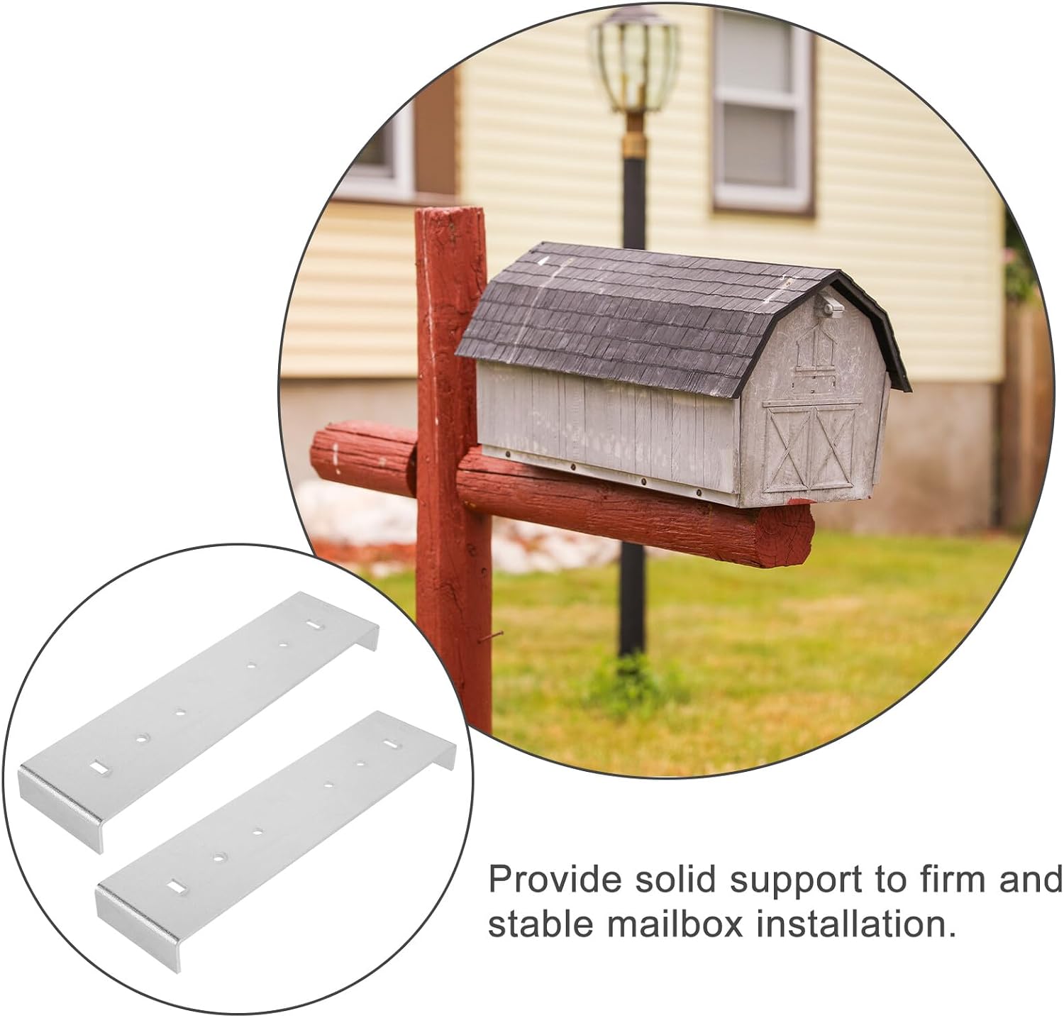 Uonlytech 2pcs Metal Mailbox Mounting Repair Kit Bracket for Floor Mailboxes Easy Installation Secure Support Replacement for Post and Wall Mount
