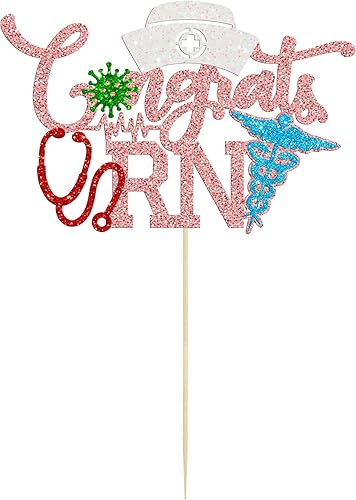 Miniatura 10 de Gyufise 1 pieza de felicitaciones para tartas de enfermera, con purpurina para enfermera, tapa de felicitaciones 2023, decoración de pastel de