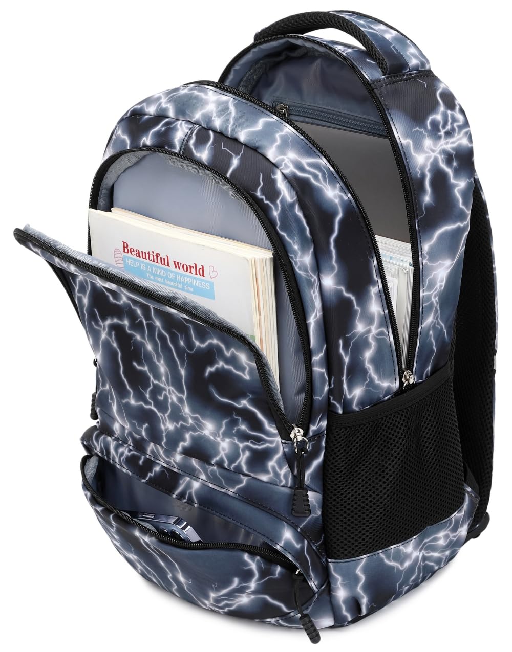 Sac à Dos D'école Pour Garçons Grand Sac à Dos Pour Enfants Durable Léger Et Imperméable étoilé Pour étudiant (2-Noir)
