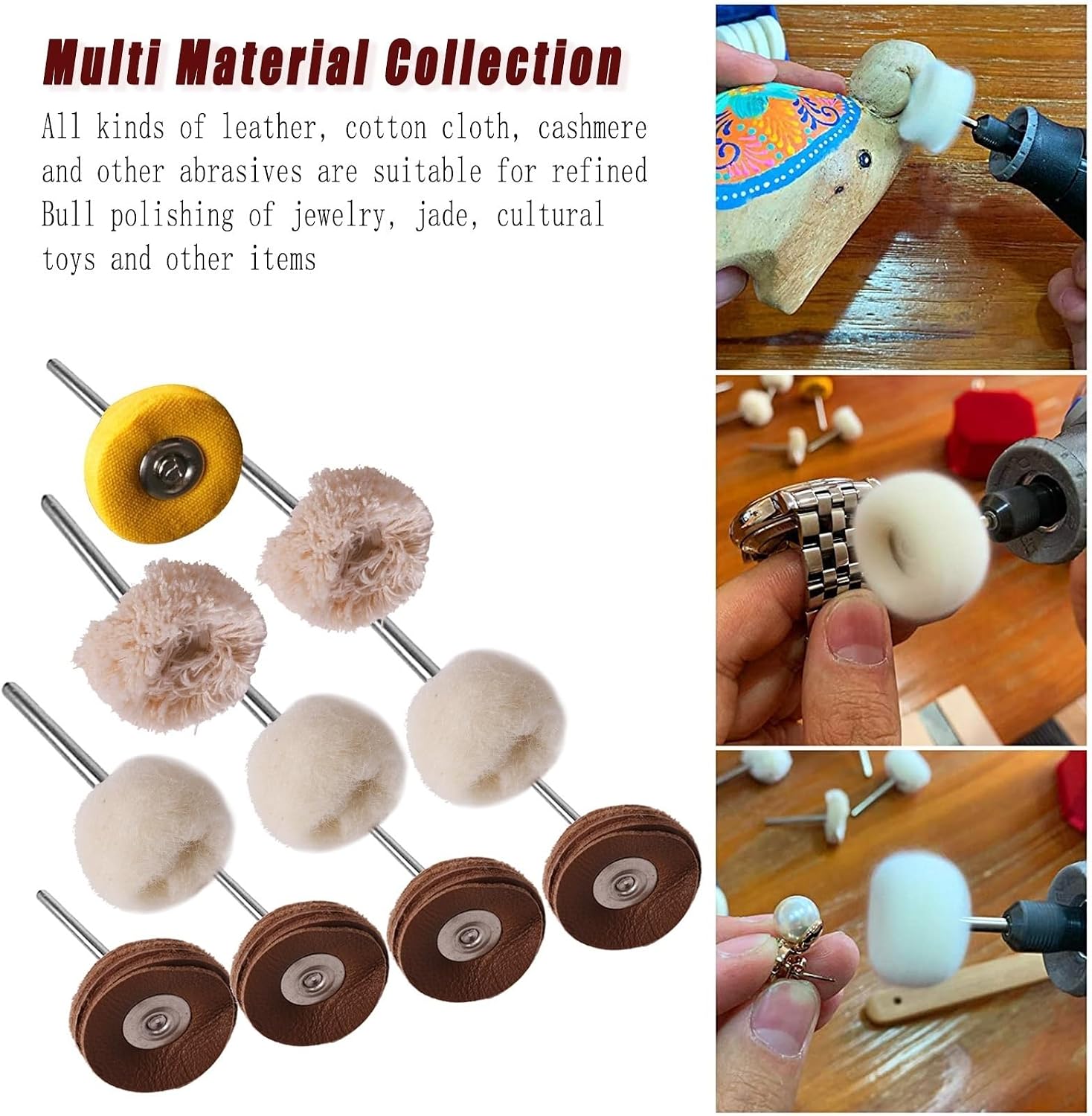 20pcs Felt Grinding Sanding Head Cashmere Cotton Thread Abrasive Polishing Buffing Wheels for Rotary Tool Jade Glass