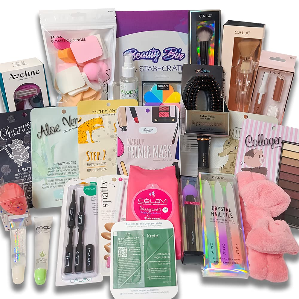 Beauty Bundle - 25 TOTAL ITEMS - Includes 5 Beauty Products, 4 Cosmetic Tools, 6 Grooming Tools, 4 M