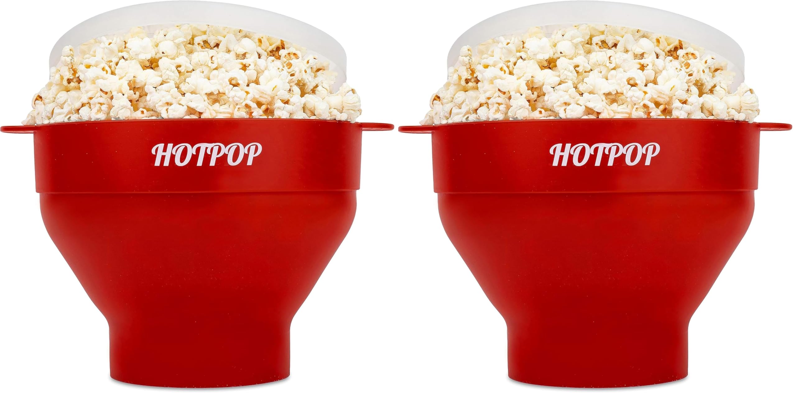 The Original HotPop Silicone Popcorn Maker - Microwave Popcorn Popper - Collapsible Bowl, Heat-Resistant, Easy to Clean, Ideal for Family Movie Nights, 15-Cup Capacity - Cherry (Pack of 2)