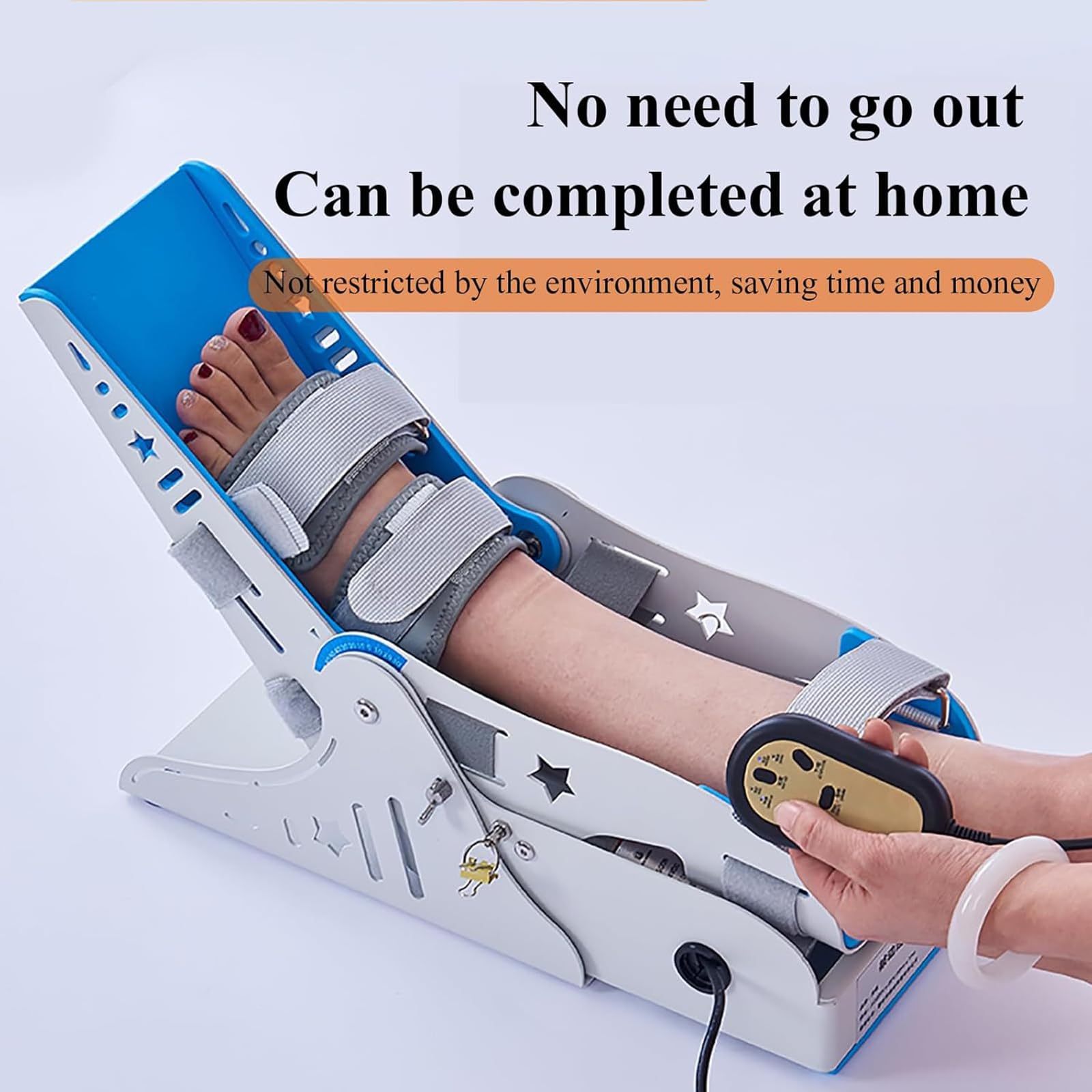 Entrenador eléctrico de rehabilitación de pies con control remoto, modos manual/automáticos, ángulo ajustable para recuperación de accidentes cerebrovasculares, uso sentado o acostado