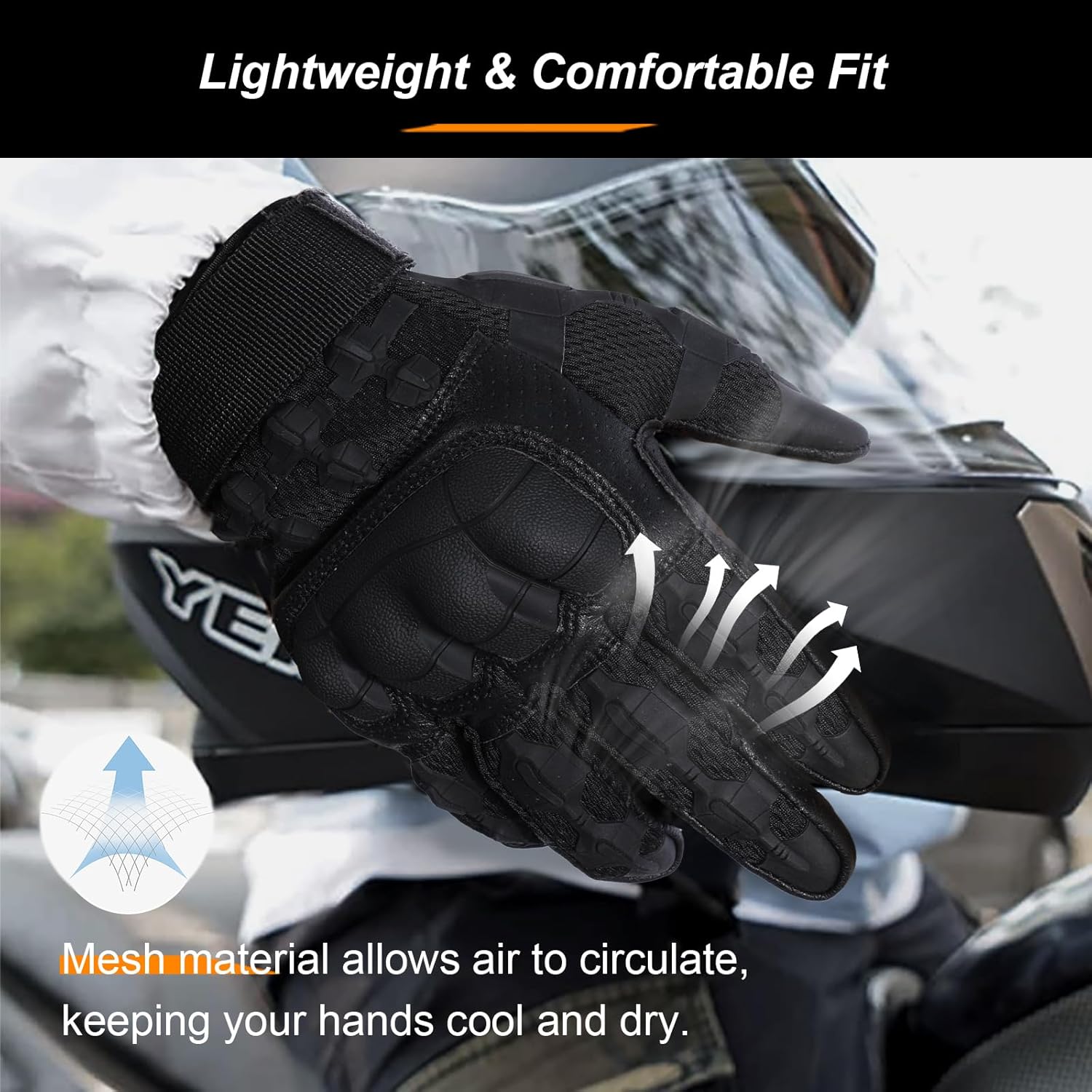 Motorcycle Riding Gloves for Men - Touchscreen, Rubber Guard & Anti-Slip for Tactical Airsoft Paintball Driving Dirt Bike Glove - Image 5