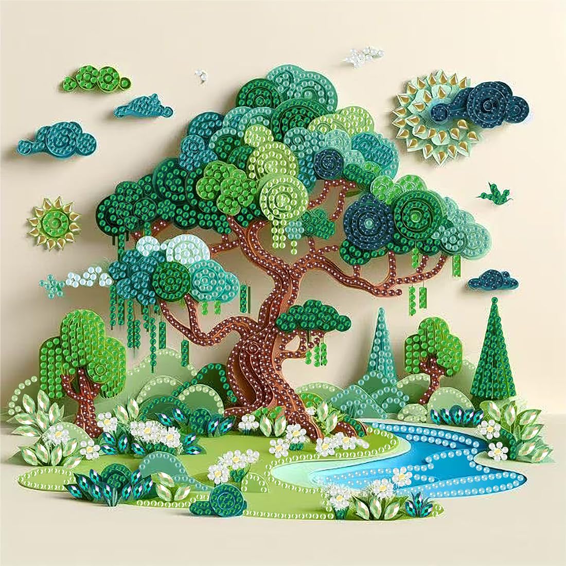 5D Diamond Art Kits - Colorful Tree Painting -12