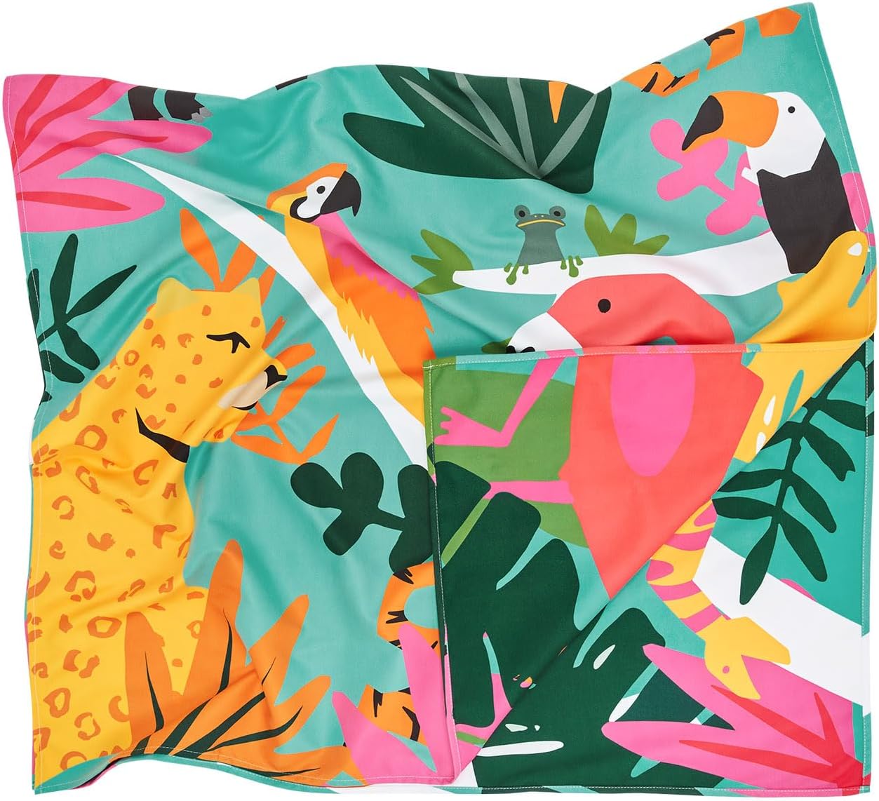 Dock & Bay Beach Towel - Quick Dry, Sand Free - Compact, Lightweight - 100% Recycled - Includes Bag - Wild Things - Extra Large (200x90cm, 78x35)