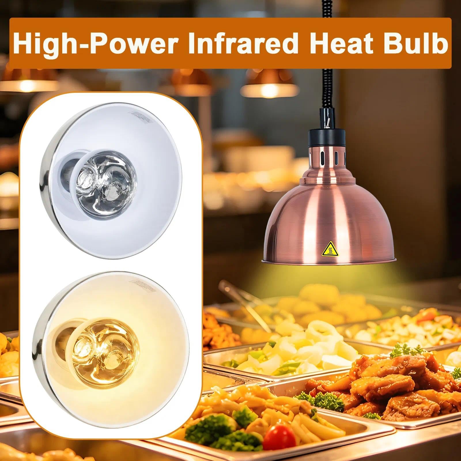 Hängende Wärmelampe Küche Gastro Einstellbare Höhe(B-25cm,4 Piezas)