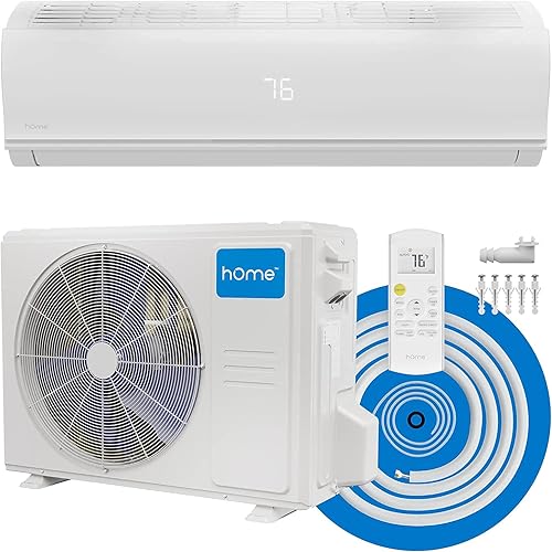 hOmeLabs Split Type Inverter Air Conditioner with Heat Function — 24,000 BTU 230V — Low Noise, Multimode Air Conditioning with a Washable Filter, Stealth LED Display, and Backlit Remote Control