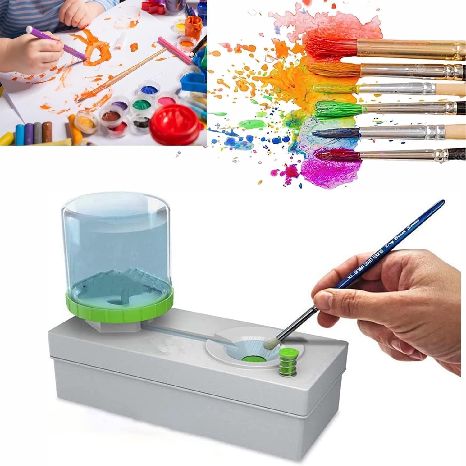 brush rinser set cleaner machine | running water circulation paint & makeup brush cleaner | ideal for acrylic & water-based paints | essential art supplies cleaning tool