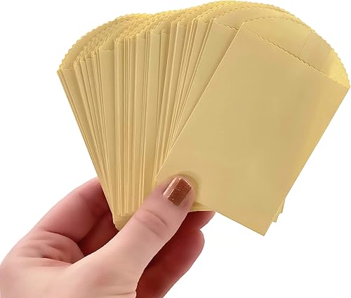50 mini bolsas de papel amarillas – 4 x 2.5 pulgadas suministros de manualidades, bolsas de recuerdo de fiesta