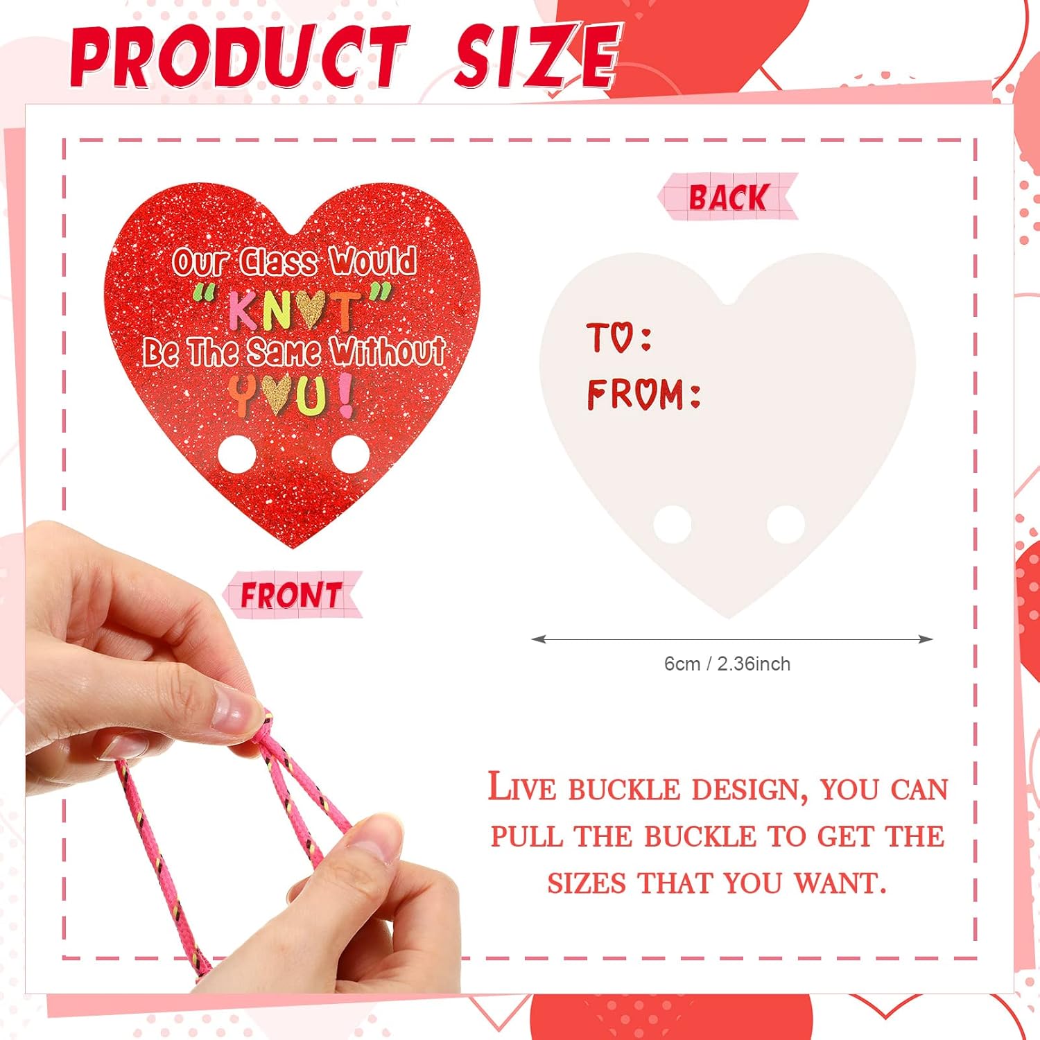 Batiyeer 48 Set / 96 Pcs Valentine Friendship Bracelets and Card Set Valentines from Teacher to Student Gift, Our Class Will Knot Be the Same Without You for Students School Classroom Party Favors - Image 3