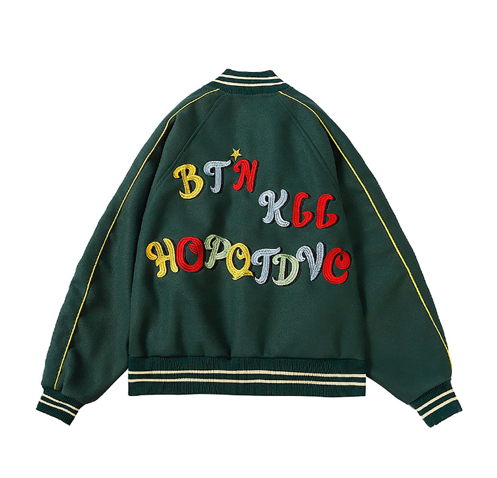 7HAHA3 Men's Varsity Jackets High School Baseball Letterman Bomber Jacket Embroidery Print Windbreaker Sportswear