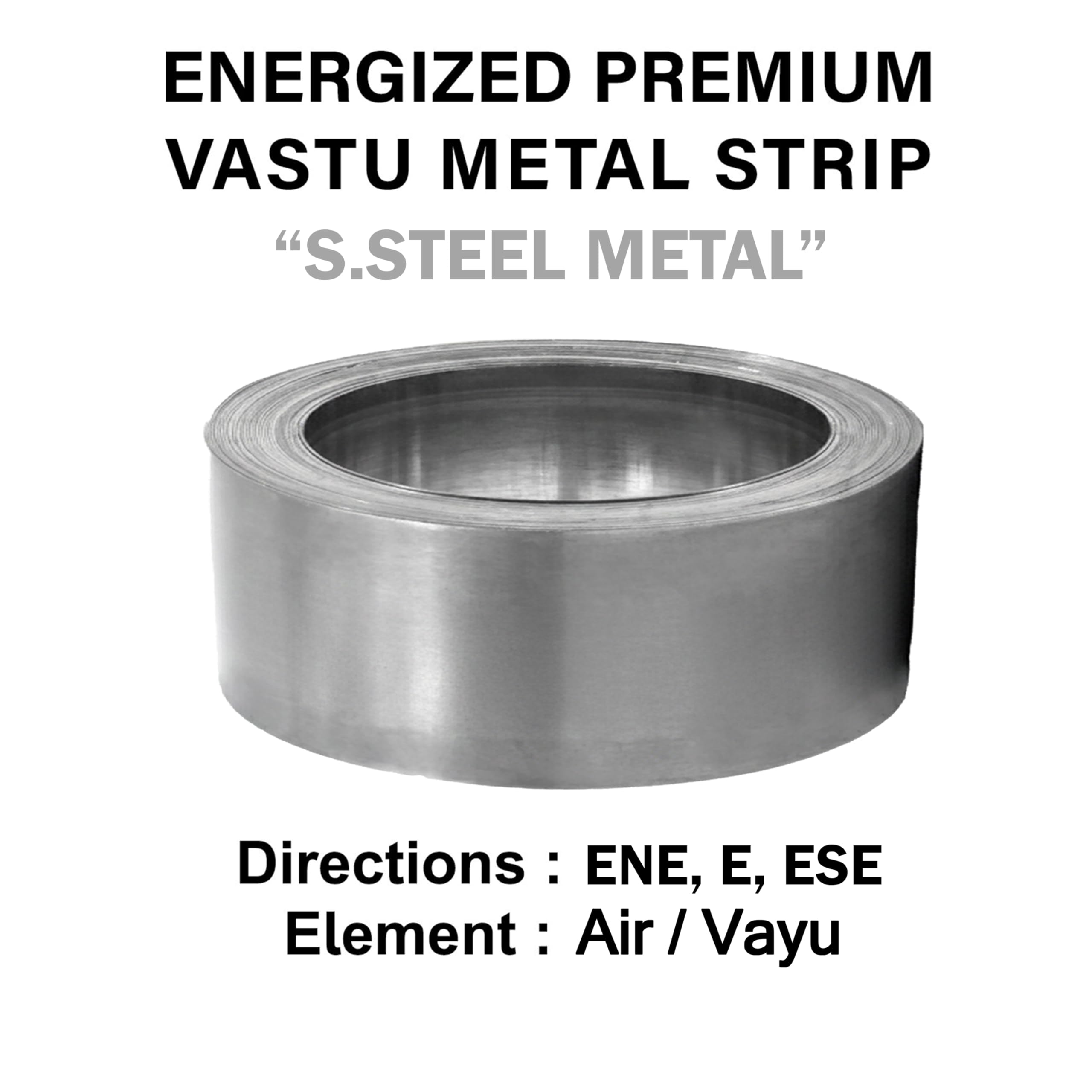 TREEMAISON Vastu Stainless-Steel Strip | Width- 0.5 Inch | Thickness - 0.3 mm | Length- 8 Feet Approx | Zone Balancing |Toilet Correction | Main Entrance | Steel Strip for Vastu |Pack of 1 2
