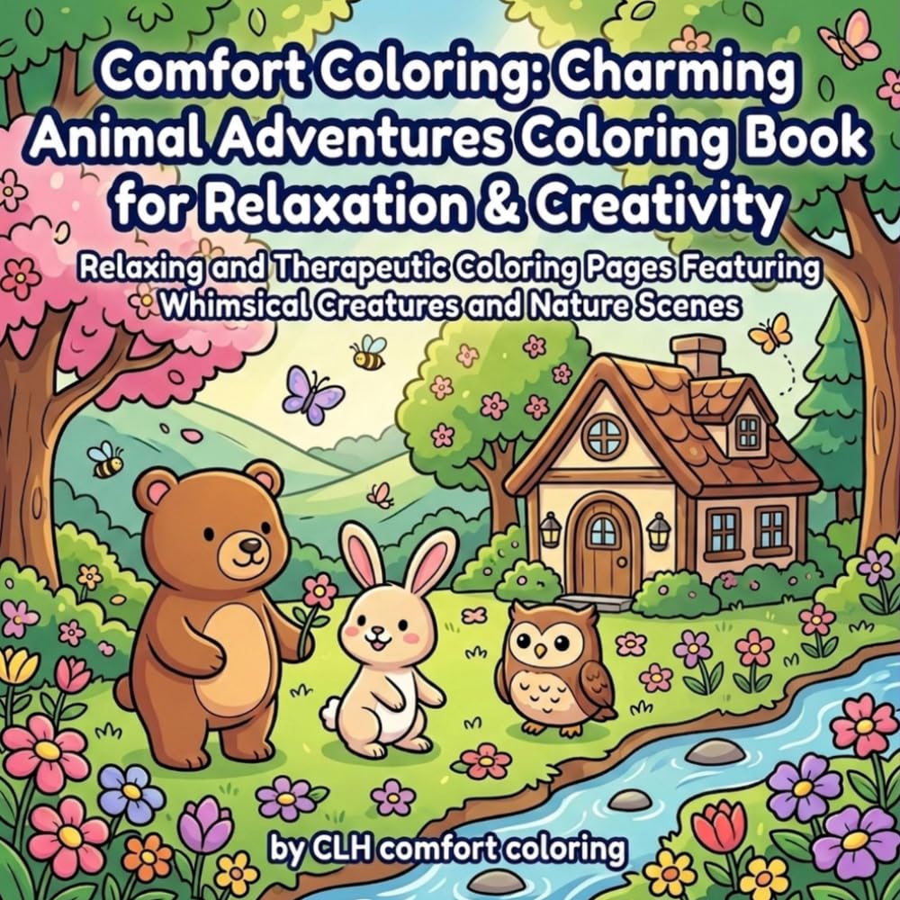 Comfort Coloring: Charming Animal Adventures Coloring Book for Relaxation & Creativity: Relaxing and Therapeutic Coloring Pages Featuring Whimsical Creatures and Nature Scenes