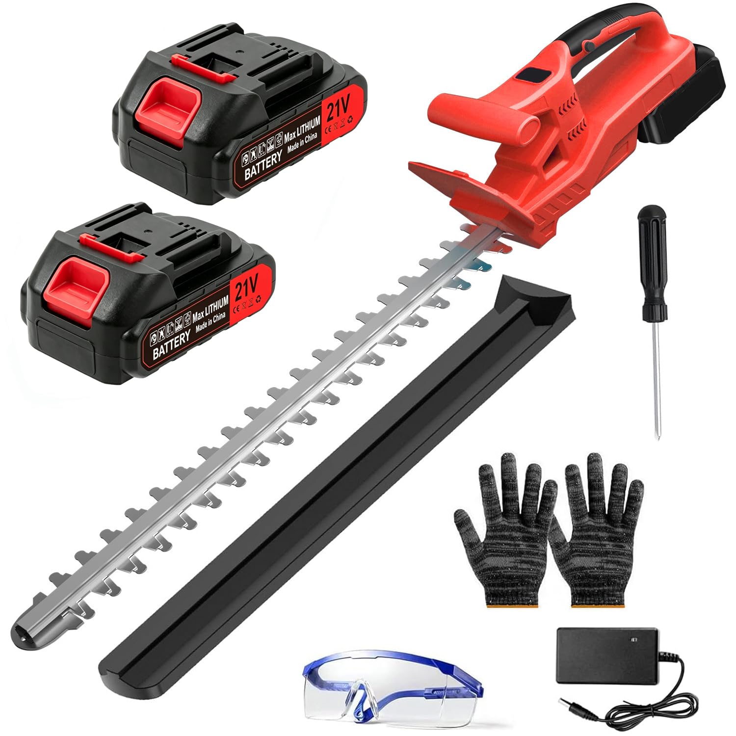 Cordless Hedge Trimmer,Electric Hedge Cutter with 2 x Battery & Charger