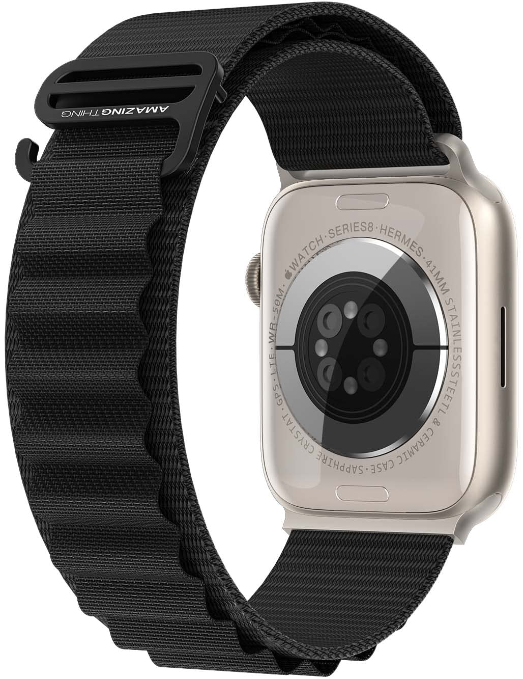 Amazing Thing Titan Sport Metal Loop Band for Apple Watch Series 8/7 (41mm), Series 6/SE/5/4 (40mm) and 3/2/1 (38mm) - Black