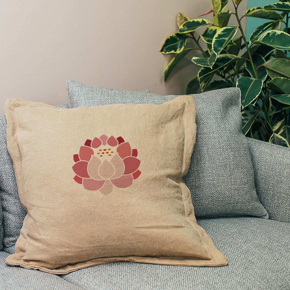 FINGERINSPIRE 6 Pcs Lotus Flower Painting Stencil 5.9x5.9inch PET Lotus Symbols Spraying Stencil Reusable Lotus Flower Throne Pattern Wall Stencil Creative Hollow Out Template for Painting On Wood