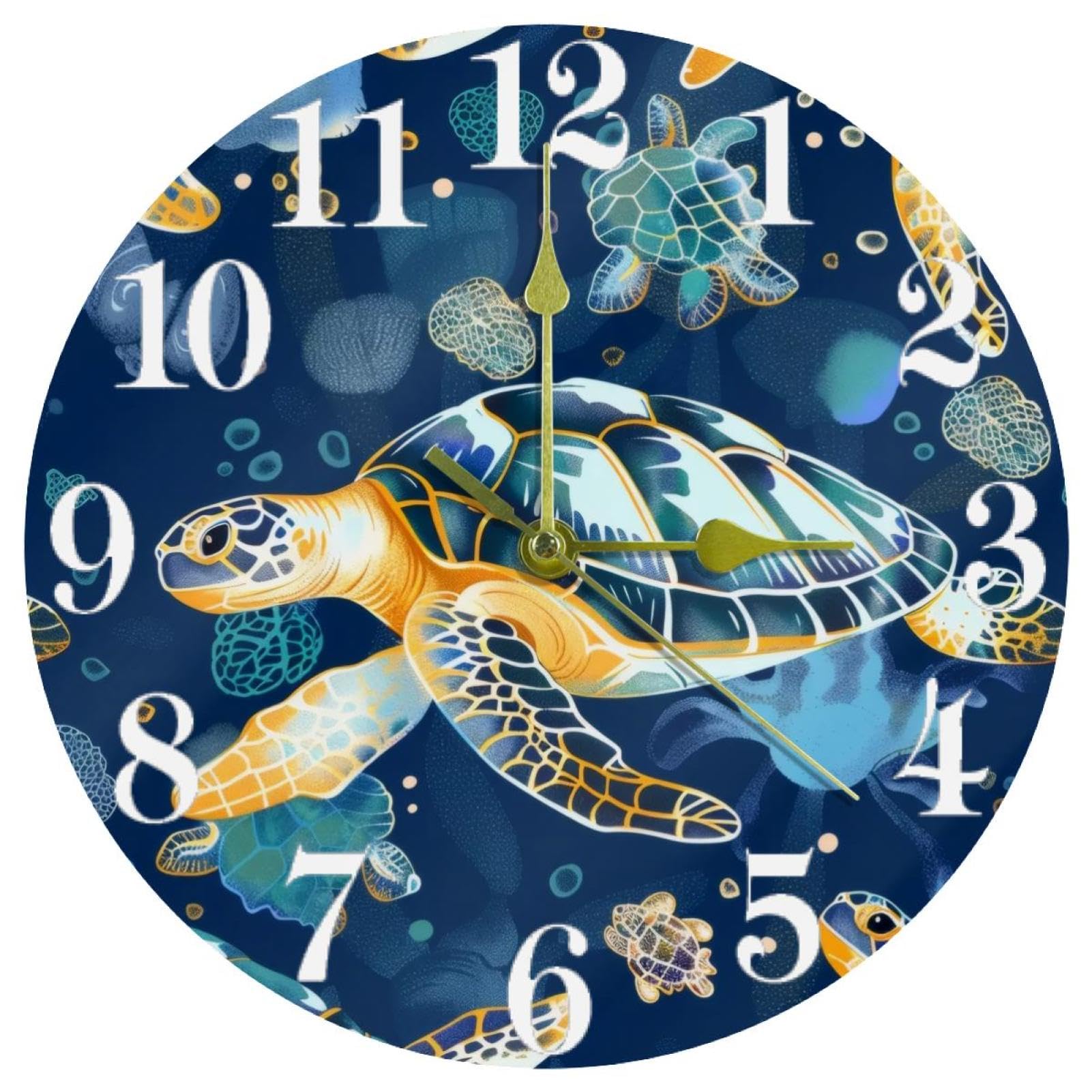 Horloge murale de tortues à quartz sans tic-tac mécanisme silencieux à pile