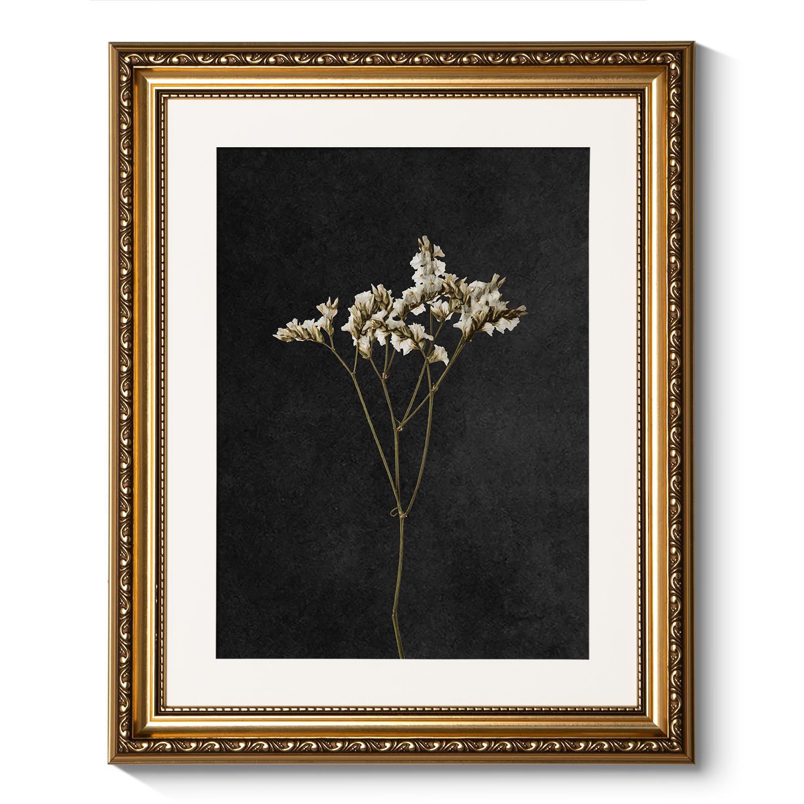 Photo 1 of ARPEOTCY Vintage Gold Framed Wall Art, Bathroom Bontanical Picture Decor Aesthetic, Retro Dark Dried Wildflower Paintings, Canvas Prints, Classical Victorian Decor for Living Room Bedroom 13x16 in