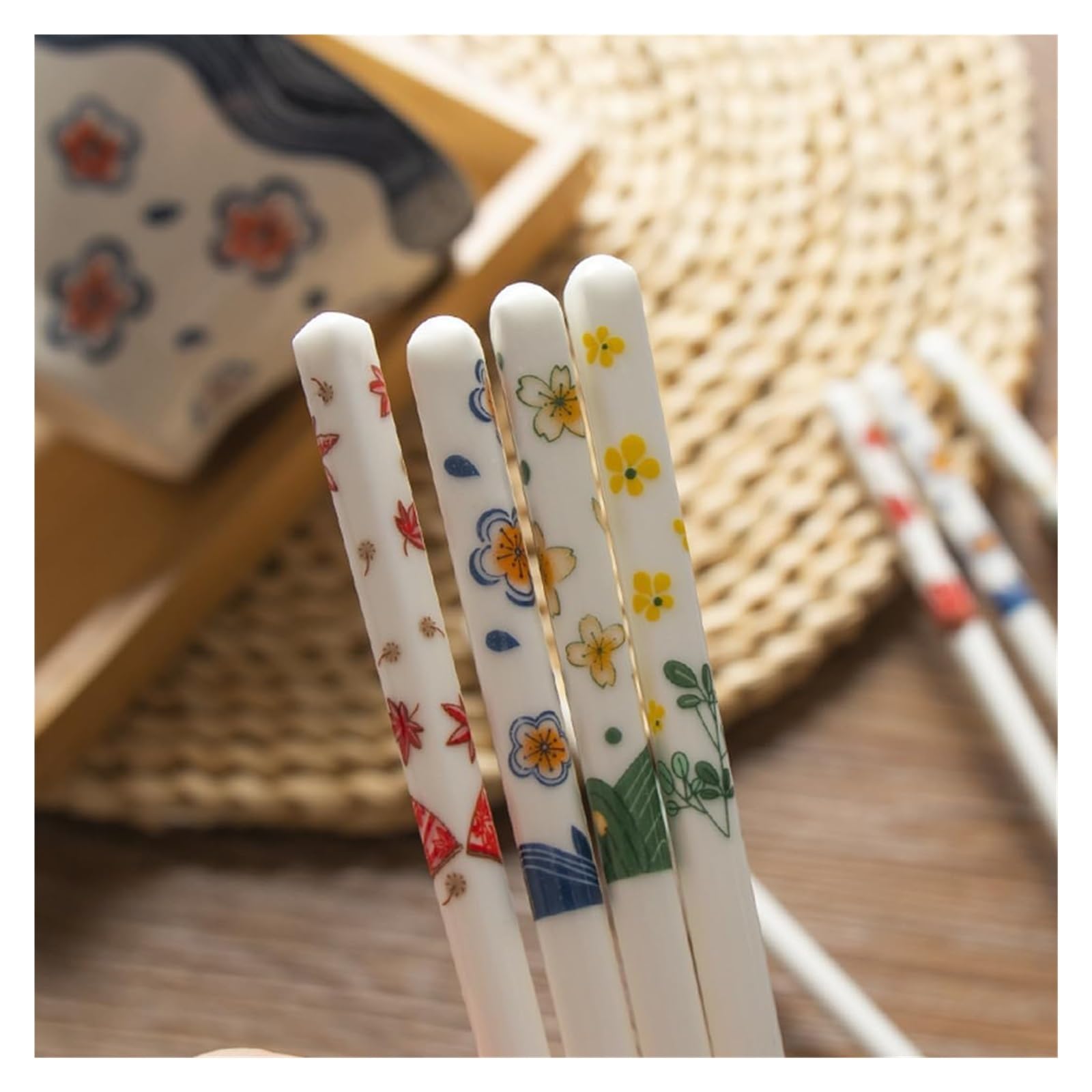 Baguettes en céramique, Cadeau japonais mignon de baguettes en porcelaine, 10 paires réutilisables céramique d'os haute qualité Chine(A)