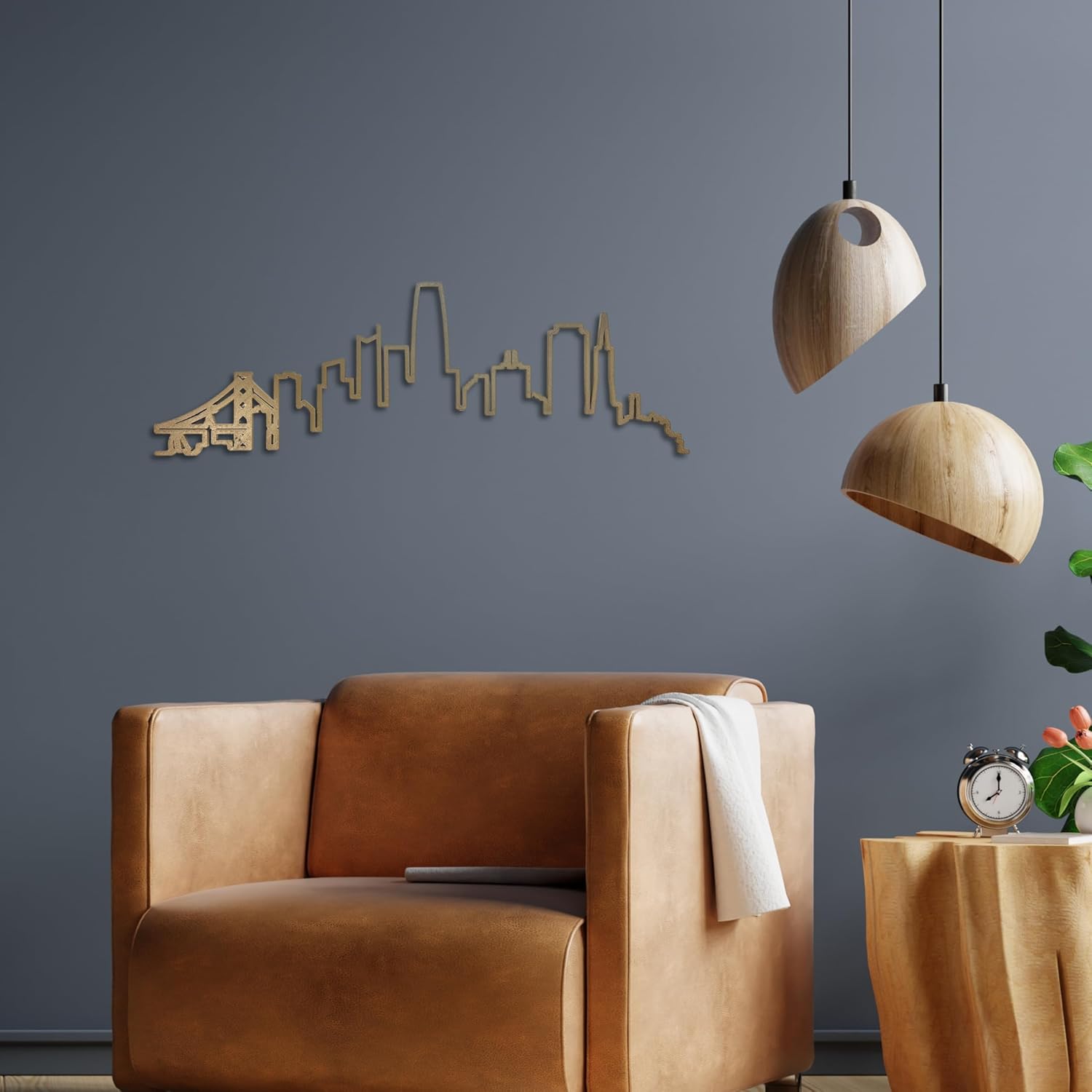 | San Francisco Skyline Wall Art – 3D Cityscape Wall Decor, Large 28" Modern Home Decor for Living Room, Office, Apartment, Minimalist Urban Skyline Art (Champagne Gold)