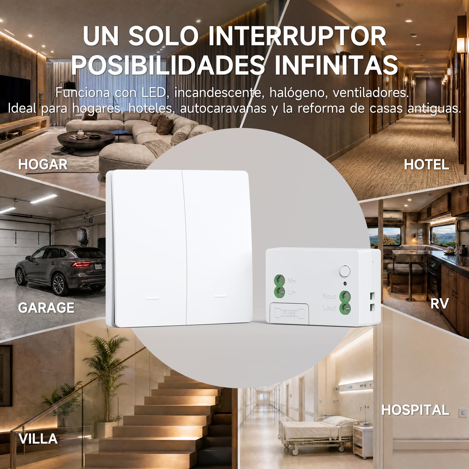 Kit de interruptor inalámbrico cinético sin pilas interruptor autoalimentado interruptores inalámbricos quinético sin pila control remoto radio interruptor de iluminación inalámbrico RF (EU 2Gang 2V2
