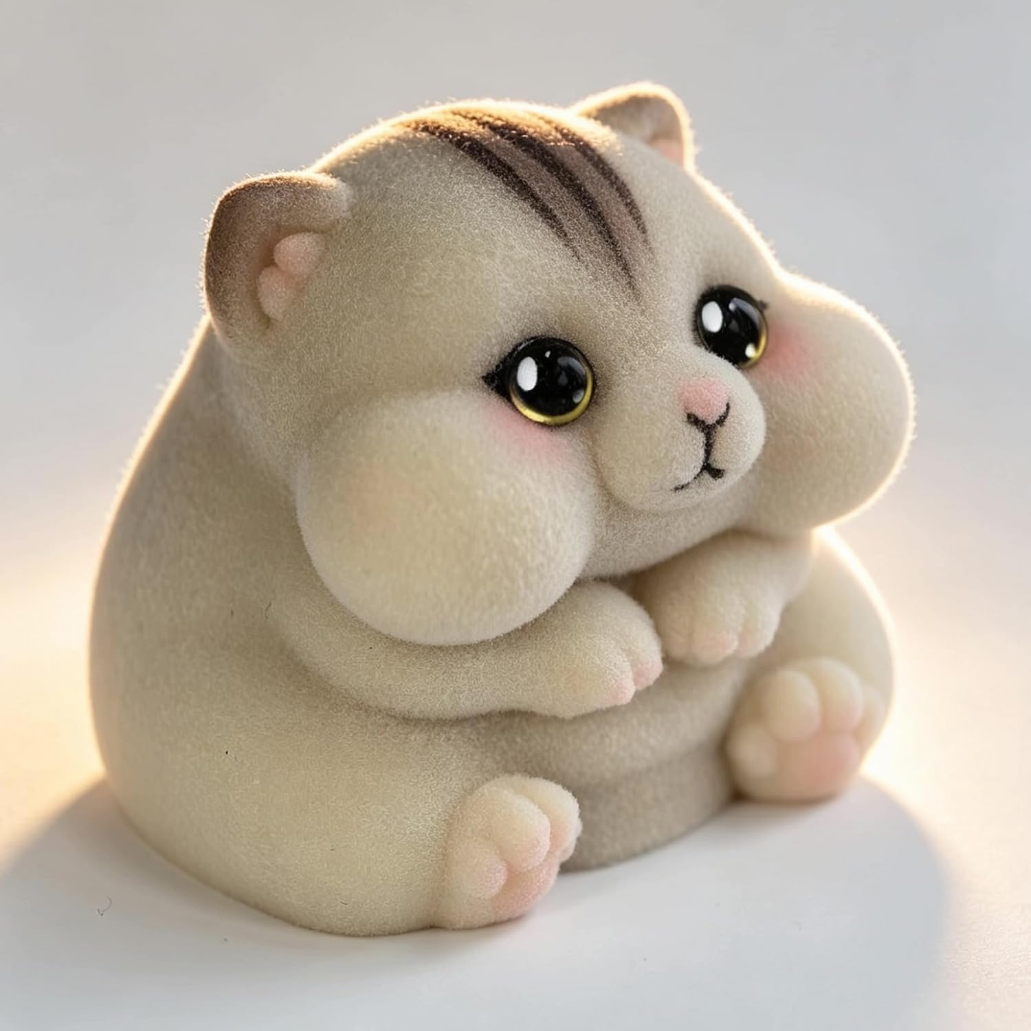 Handmade Taba Squishy Cat Baby Toy - Realistic Silicone Fidget Toy, Ultra-Soft Mochi Sensory Stress Relief, Cute Animal Anxiety Companion (Fat Tabby)