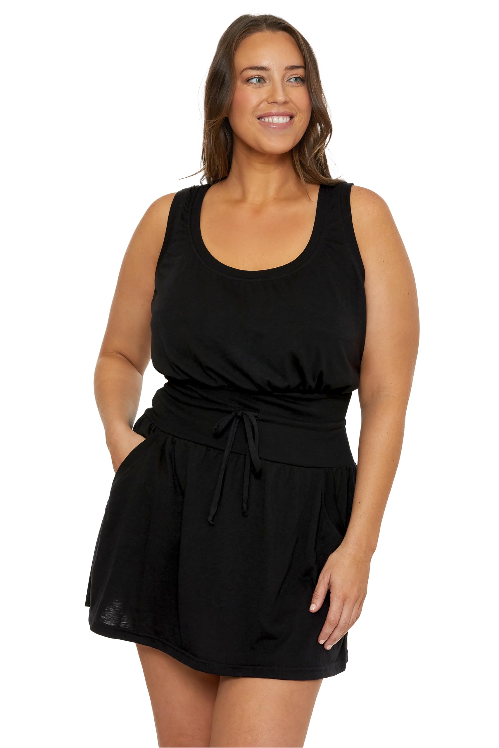 becca Women's Beach Date Plus Size Scoop Neck Dress, Side Pockets, Casual, Beach Cover Ups for Women-picture-17