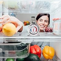 Vista 7 de Paquete de 2 termómetros para refrigerador, de 30 a -30°C/20 a 80°F, termómetro clásico para nevera de esfera grande con indicador rojo, termómetro