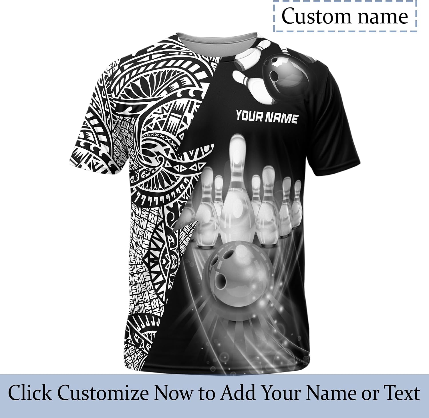 Unisex Bowling T-Shirt Custom Paisley Bowling Pin T Shirt for Mother's Day Printing Bowling Related Apparel