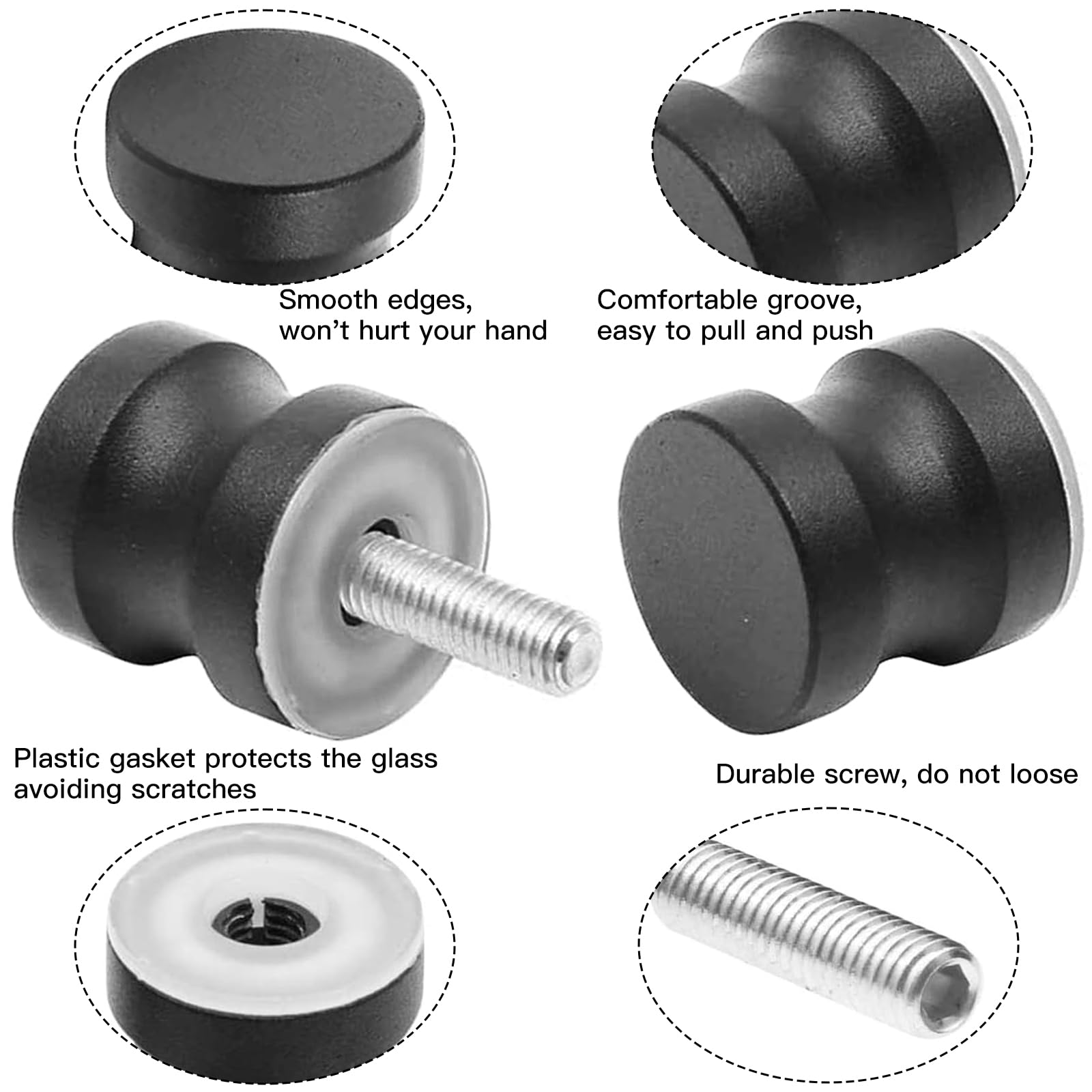 2 Piezas Pomo Para Puerta De Vidrio 30 Mm – Tirador De Ducha De Aluminio, Manija Redonda Para Baño Y Mampara