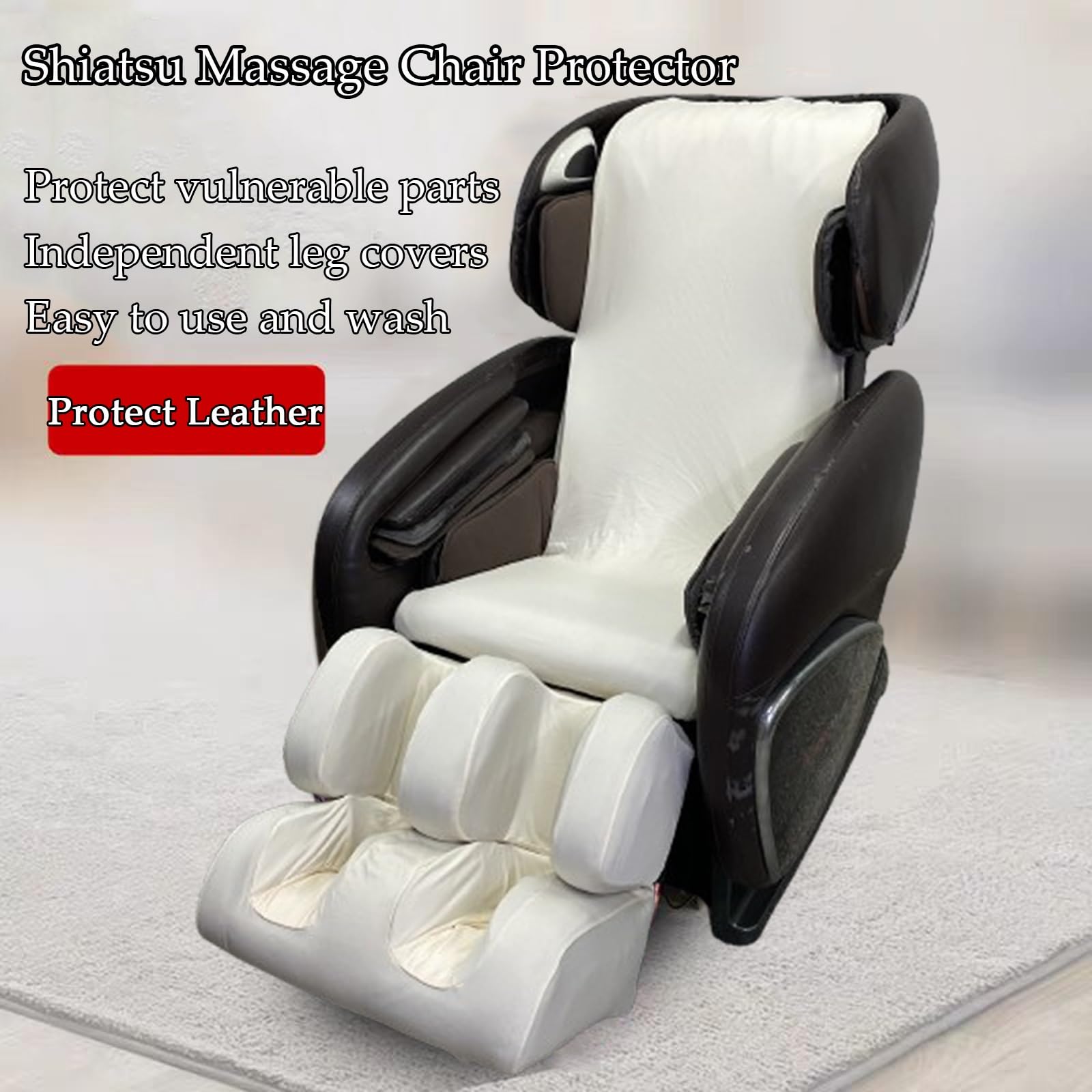 Ganzkörper-Shiatsu-Massagestuhlbezug,Abdeckung für Massagesessel Stretch Zero-Gravity-Stuhlbezug Tragbarer Staubdichter Massagesessel Bezug Wiederholbar Waschen(Khaki)