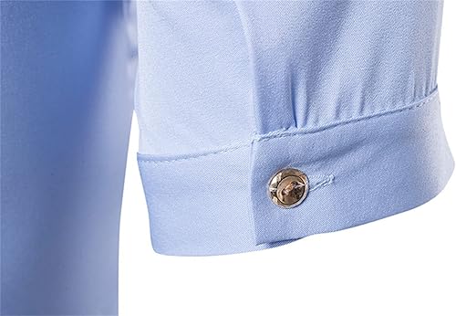 Miniatura 5 de Maiyifu-GJ Camisas de manga corta con cuello irregular para hombre, con bordado muscular, camisa casual con botones y corte ajustado